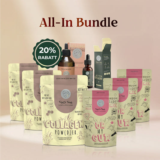 All-In Bundle (3x Kollagen, 3x OH MY GUT, 1x Bitterkomplex, 1x Rosenwasser) - 20 % sparen