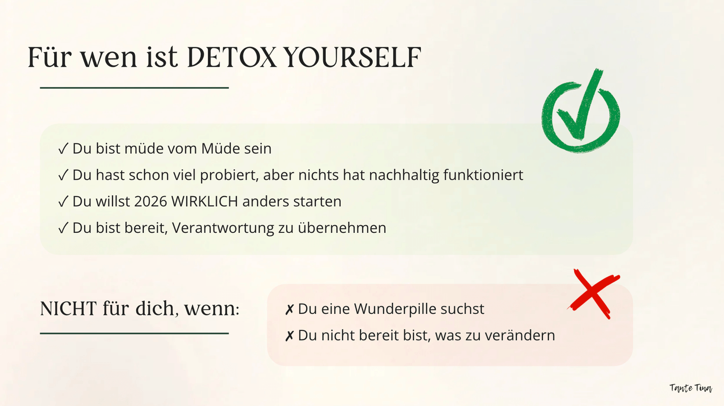 Detox Yourself - Detox your Life - 4 Wochen begleiteter Darm-Reset mit Tante Tina